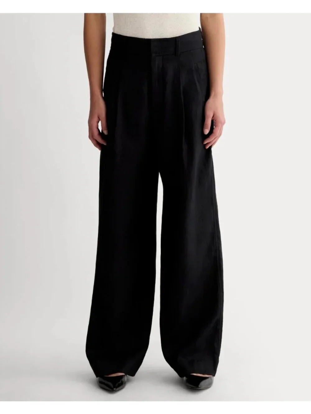 Everlane The Linen Way-High Drape Pants in Black 2 Short New Womens Dressy Trous